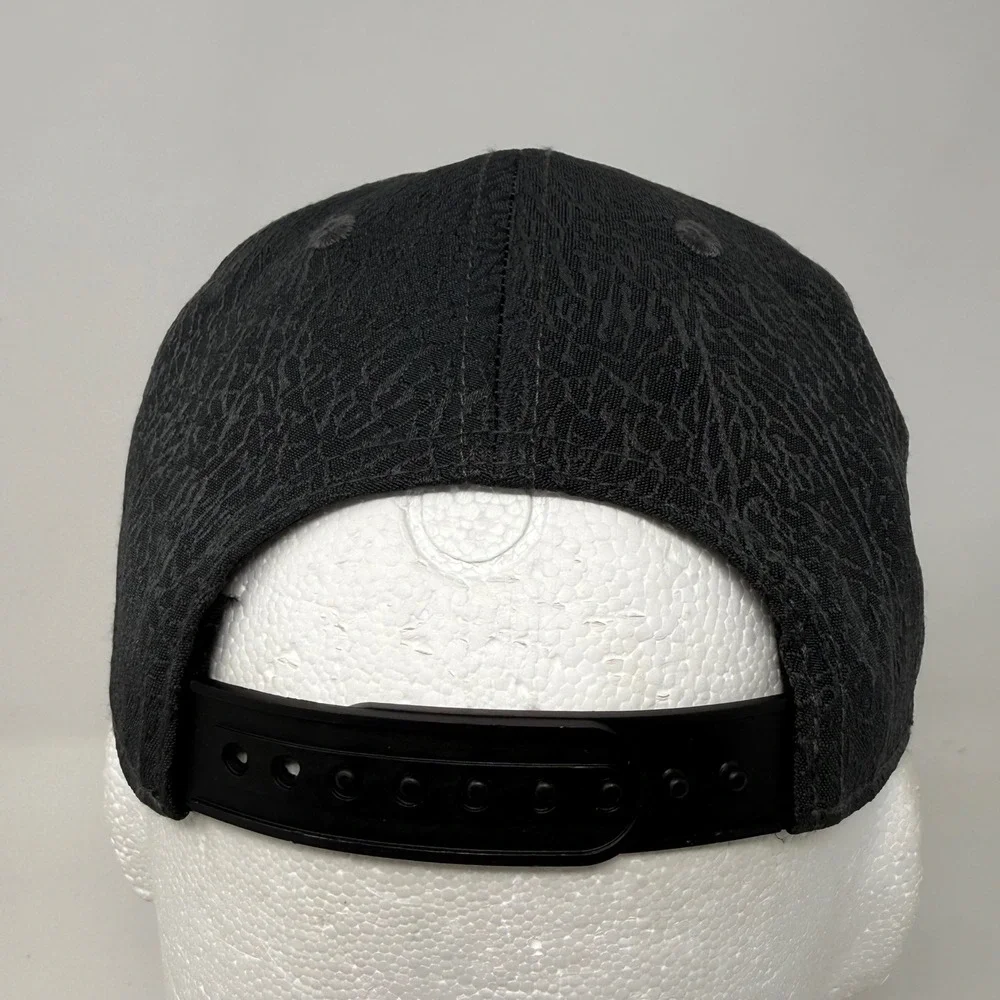 Jordan Youth Snapback Hat Black Grey Elephant Print Metal Jumpman 1623-693